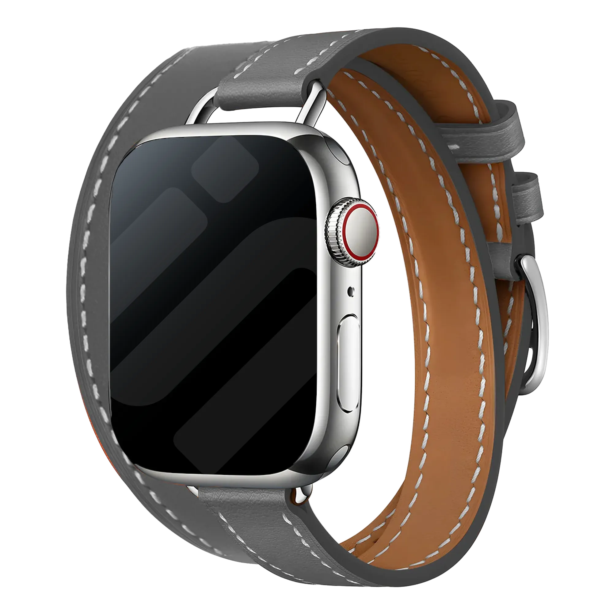 Bracelet cuir Double Tour Apple Watch (gris)