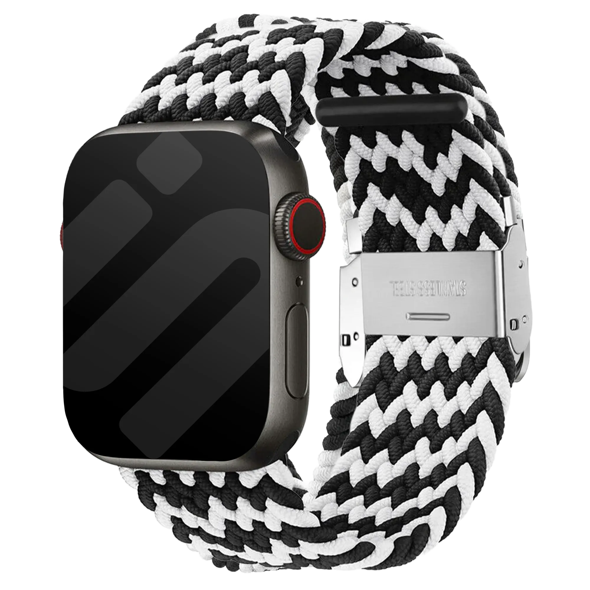 Bracelet tressé Apple Watch (noir/blanc)