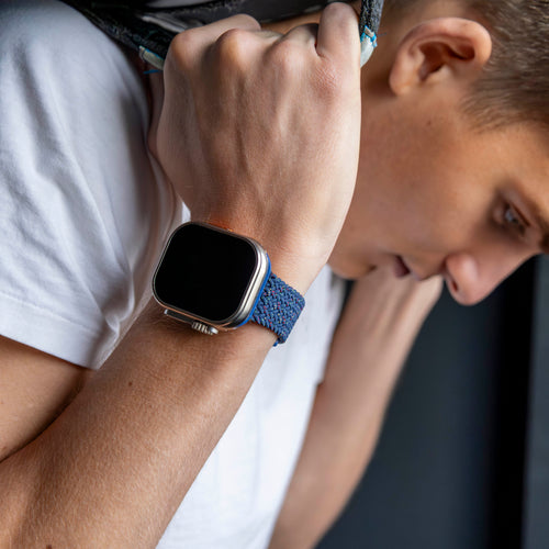 Bracelet tressé Apple Watch (bleu-gris mélanger)