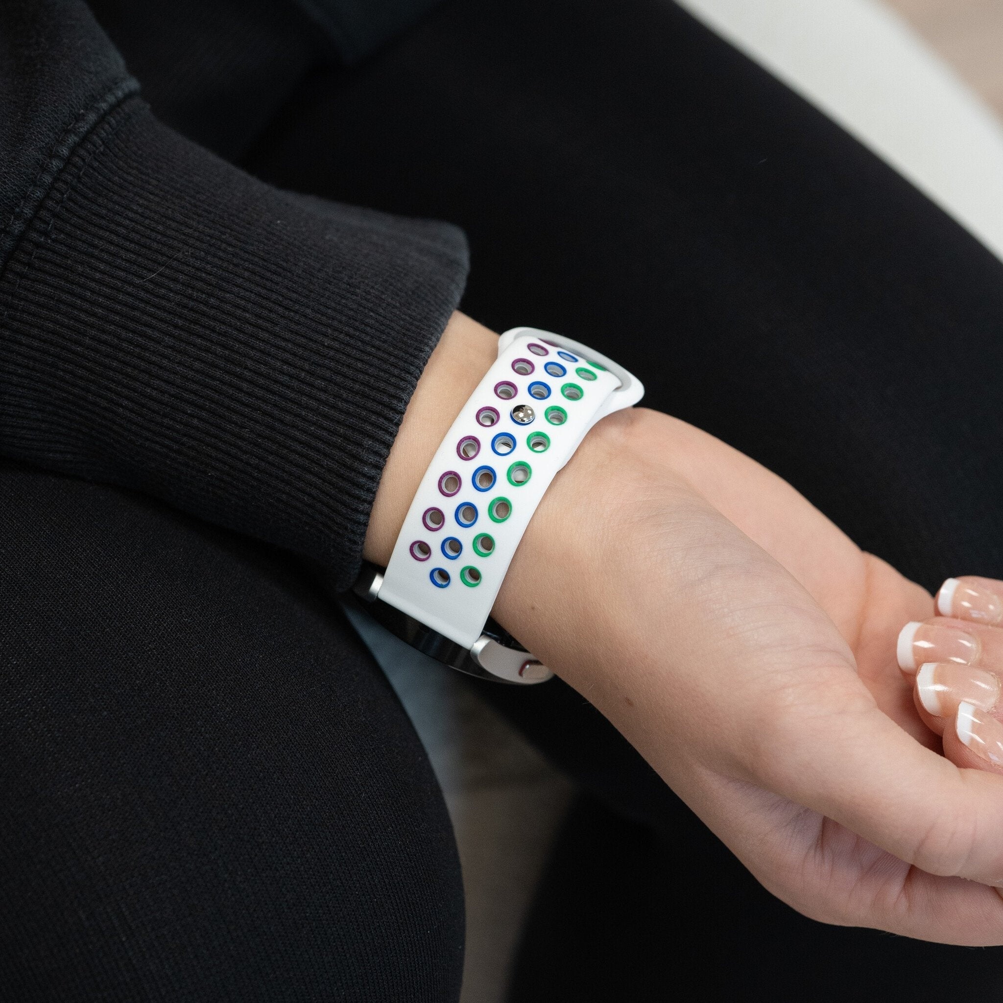 Bandz Bracelet sport 'Deluxe' Coros Apex 42mm (blanc/arc-en-ciel)