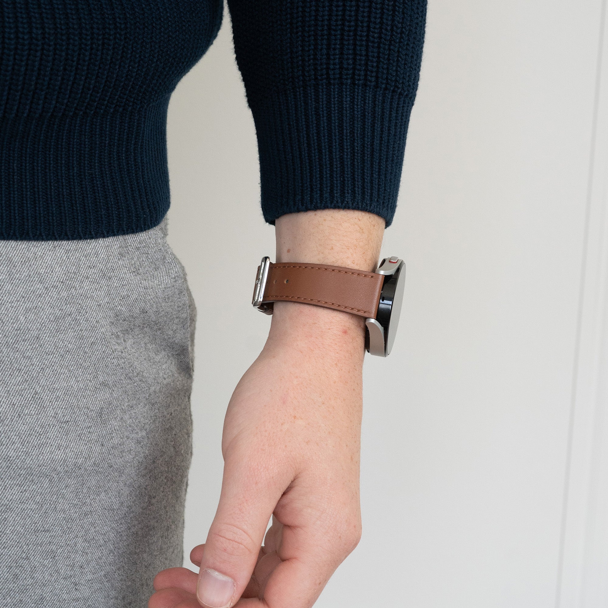 Bandz Bracelet cuir 'Deluxe' Huawei Watch GT 6 - 46mm (marron)