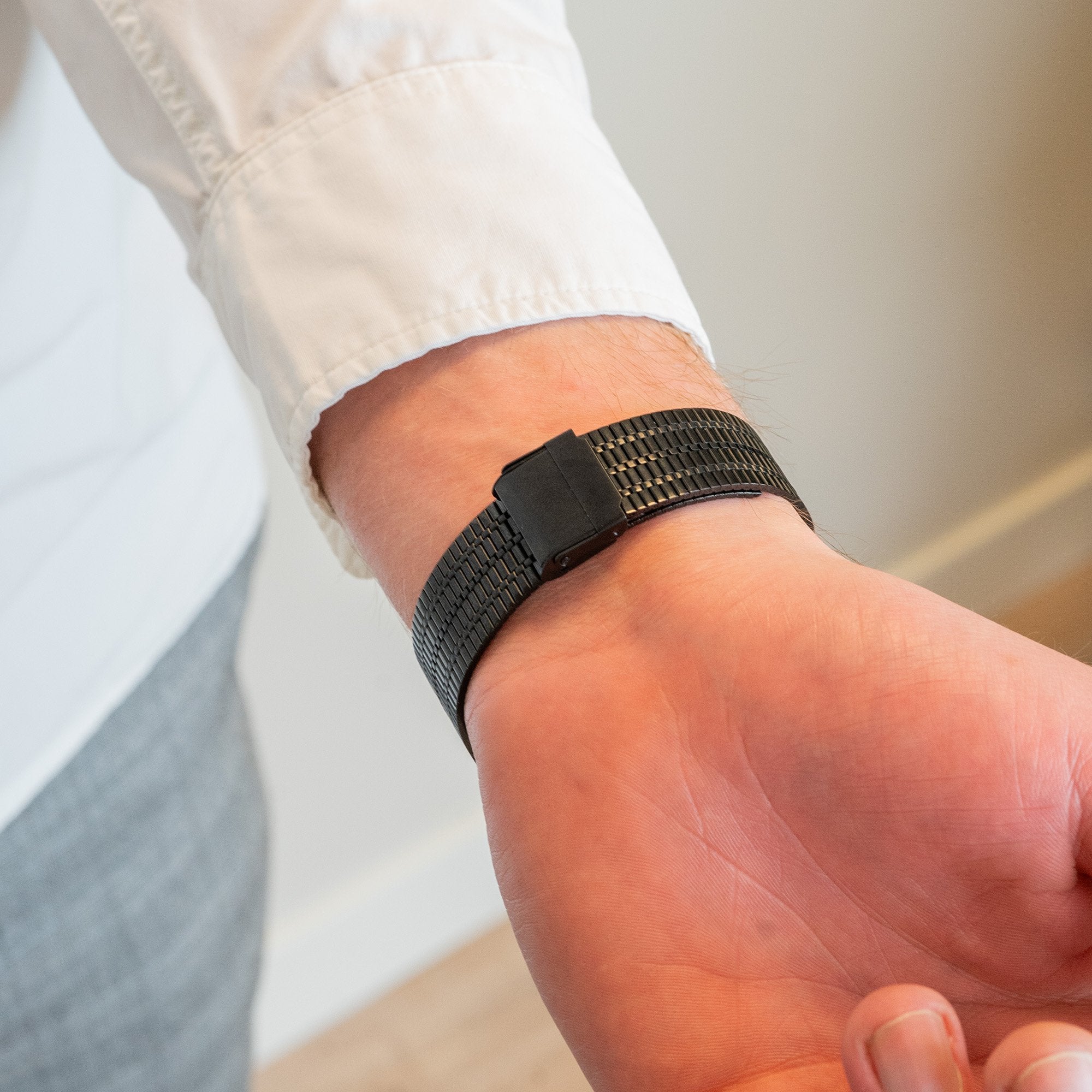 Bandz Bracelet acier réglable Garmin Forerunner 55 (noir)