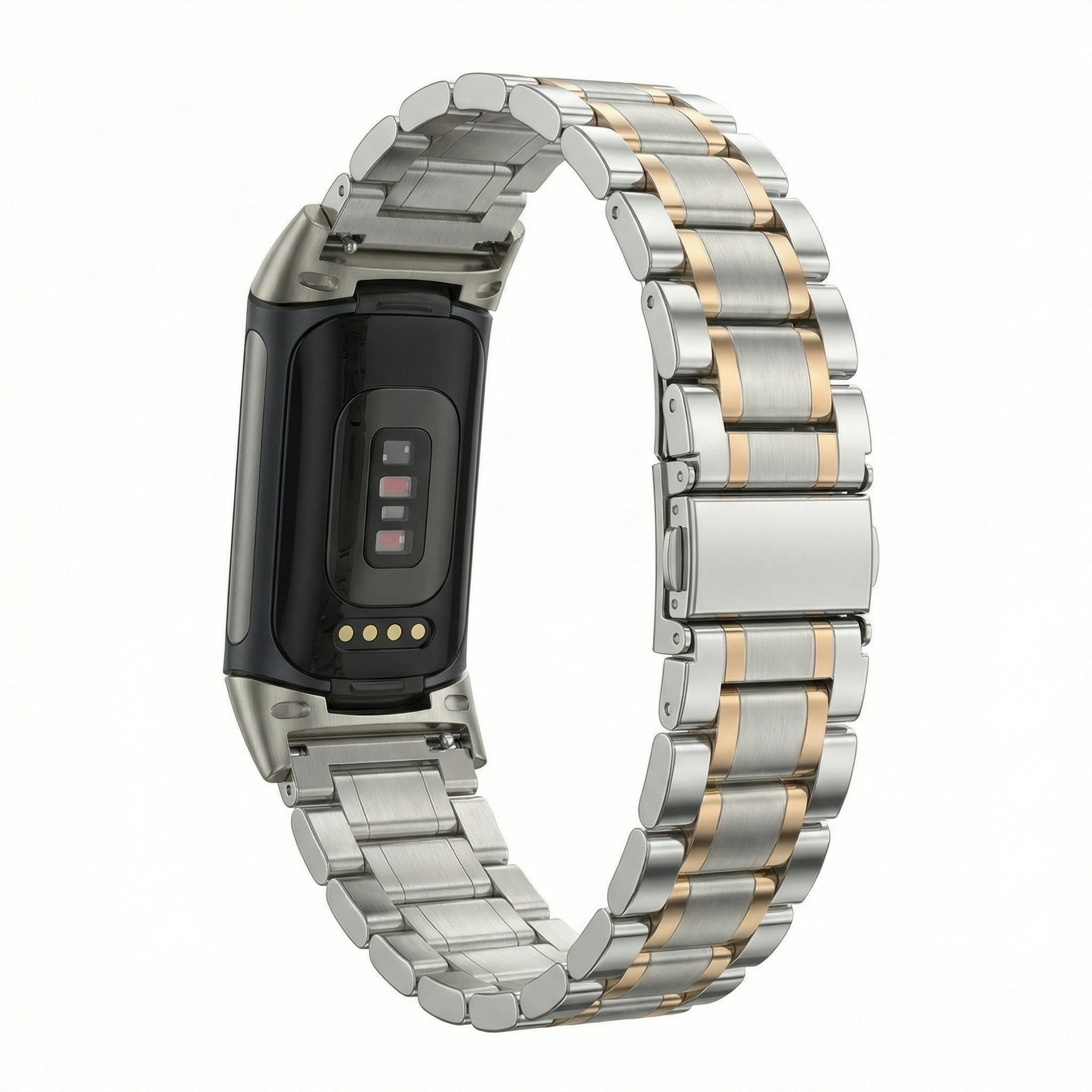 Fitbit Charge 5 Metal Link Strap (Silver/Pink)