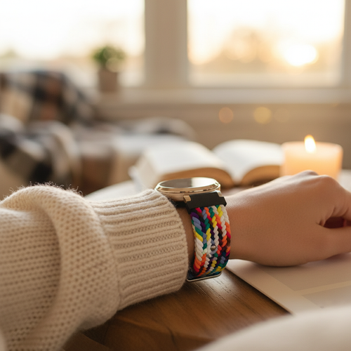 Bandz Bracelet nylon tissé Pebble Round 2 - 14mm (arc-en-ciel)