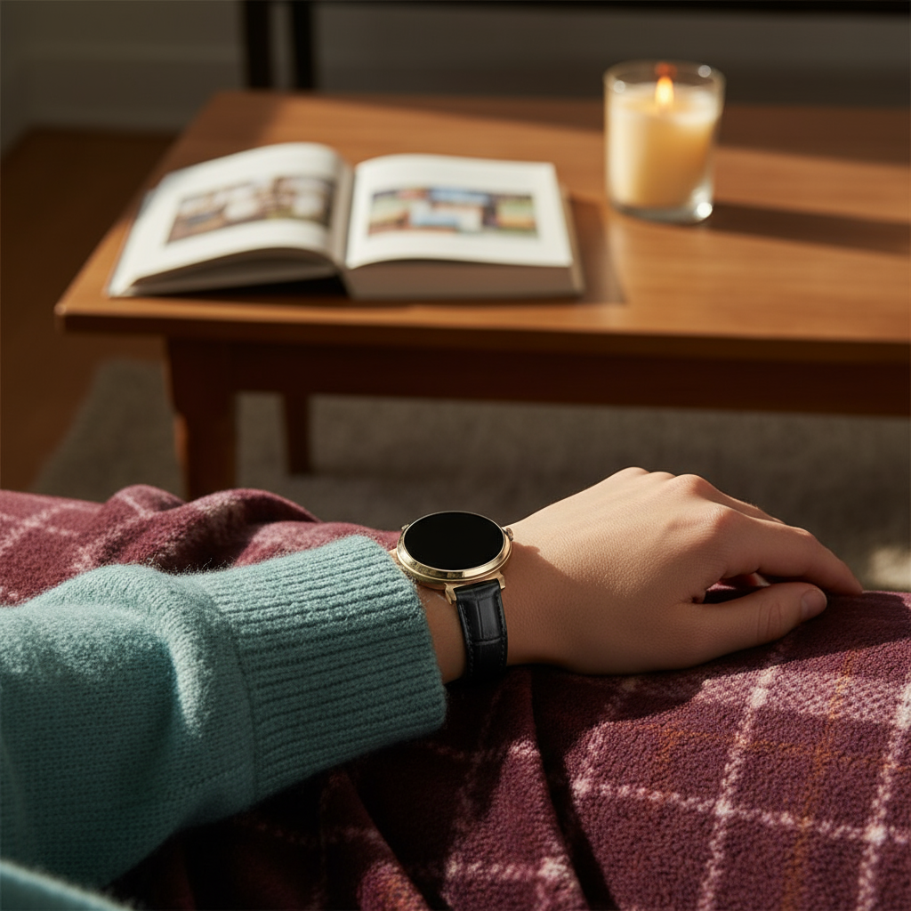 Bandz Bracelet cuir motif crocodile Garmin Lily 2 (noir)