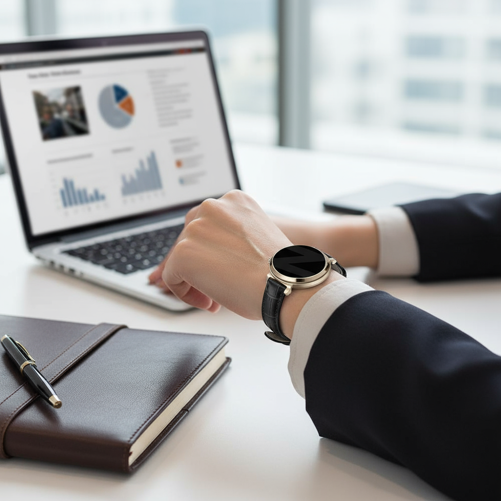 Bandz Bracelet cuir motif crocodile Garmin Lily 2 (noir)