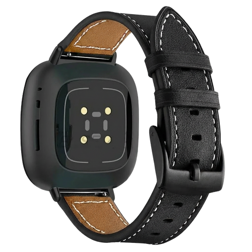 Bracelet cuir Fitbit Versa 4 (noir)