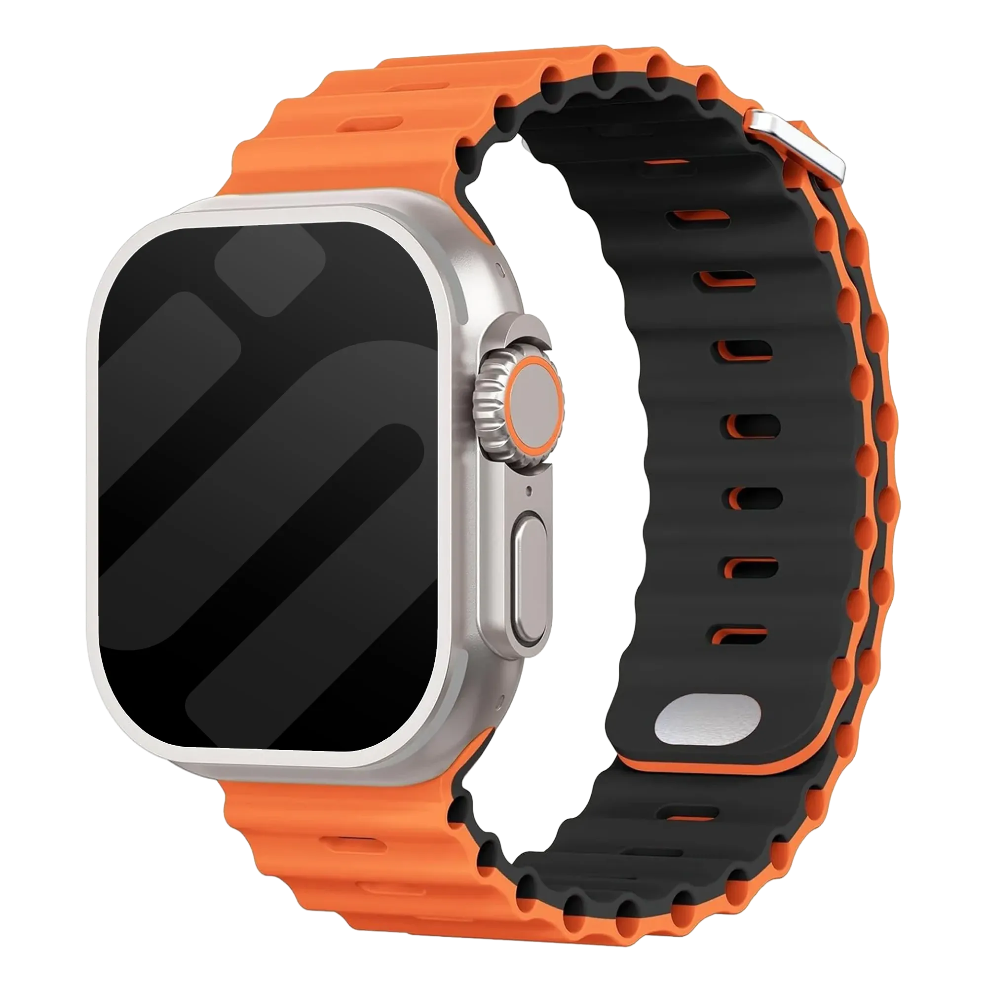 Bracelet Ocean Apple Watch avec fermeture à pression (orange/noir)