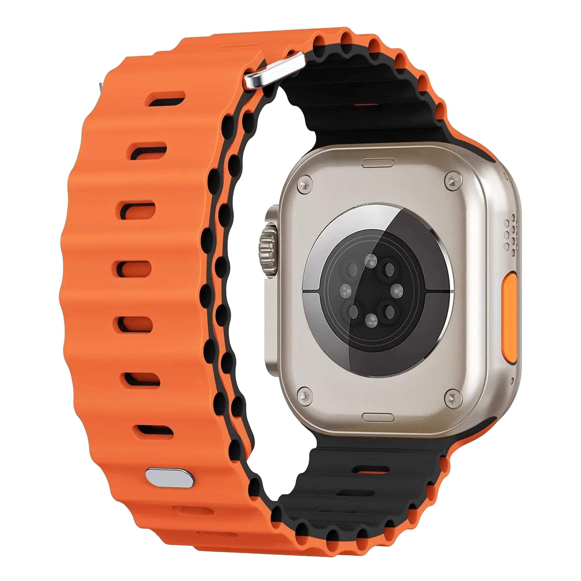 Bracelet Ocean Apple Watch avec fermeture à pression (orange/noir)