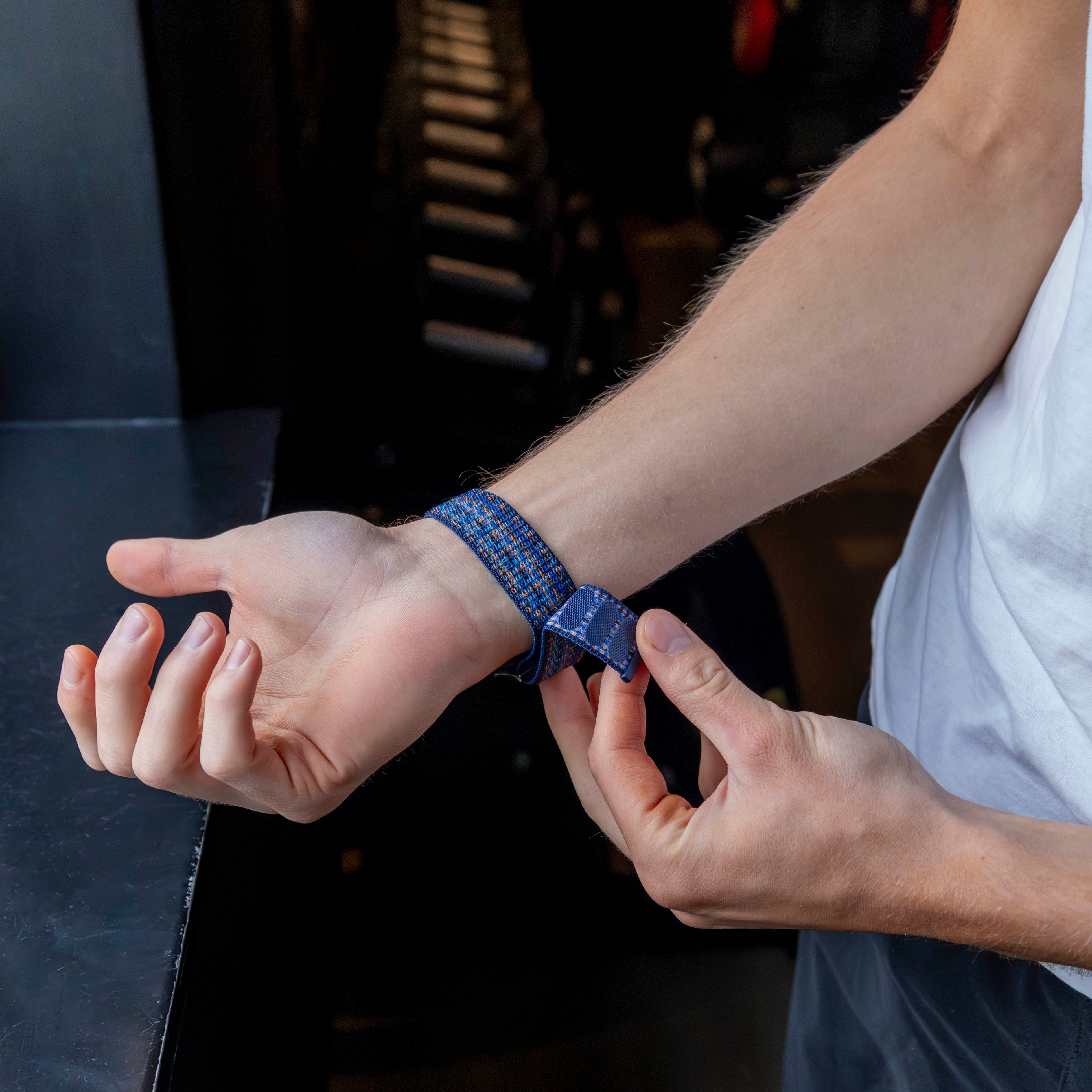 Bandz Bracelet nylon loop Samsung Galaxy Watch Ultra (bleu melange)