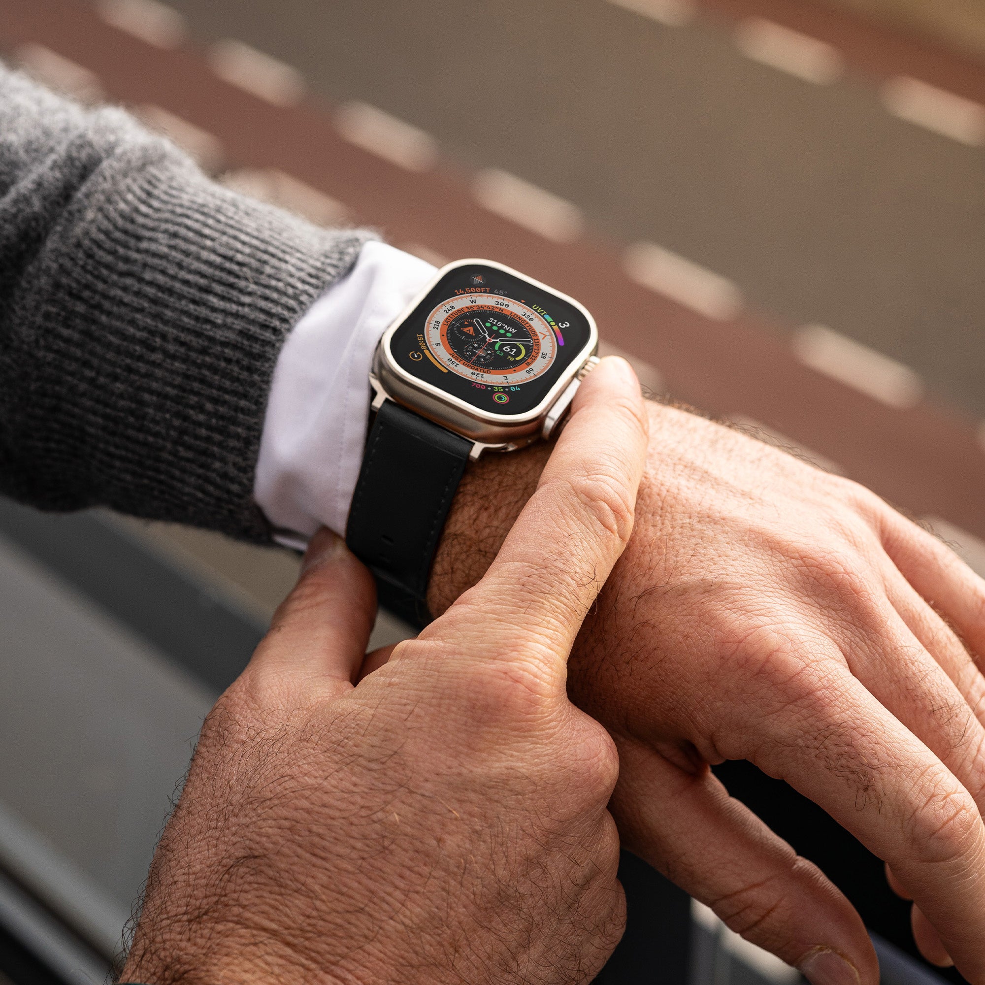 Bandz Bracelet cuir 'Classique' Apple Watch (noir)