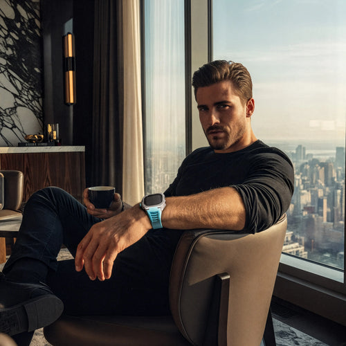 Reqior Boîtier avec bracelet en caoutchouc Apple Watch Ultra (bleu)