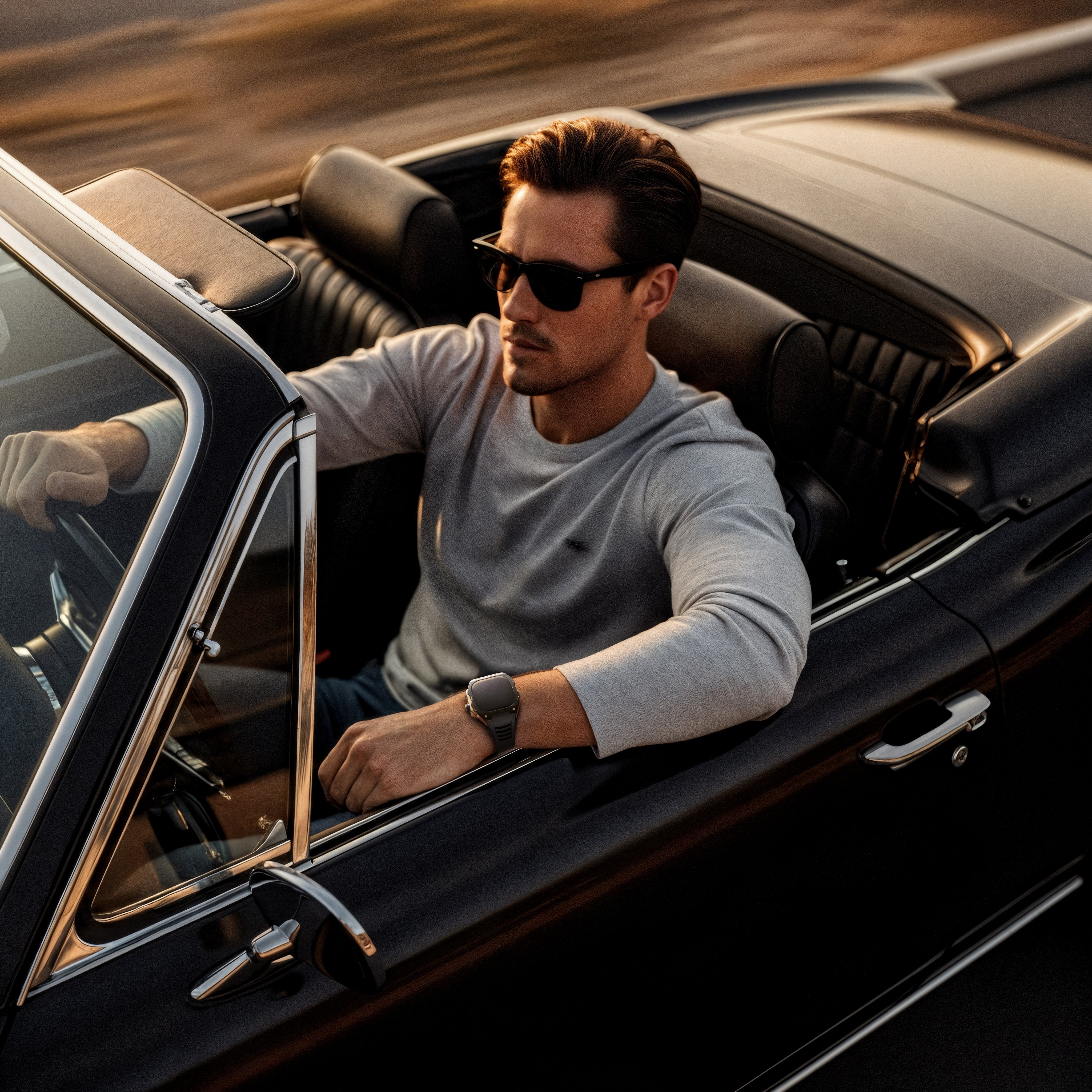 Reqior Boîtier avec bracelet en caoutchouc Apple Watch Ultra (noir/rose or)