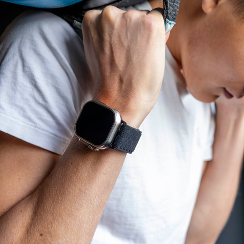 Bandz Bracelet nylon ondulé boucle en P Apple Watch Ultra (noir)