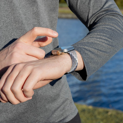 Bandz Bracelet nylon tressée avec P-buckle Apple Watch (mandala noir) 