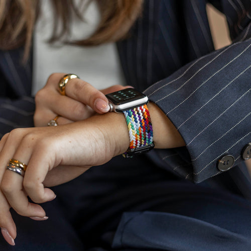 Bandz Bracelet tressé boucle en P Apple Watch Ultra (arc-en-ciel)