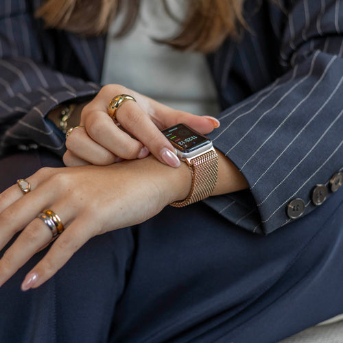 Bandz Apple Watch Ultra Milanese Loop Strap P-Buckle (Rose Gold)