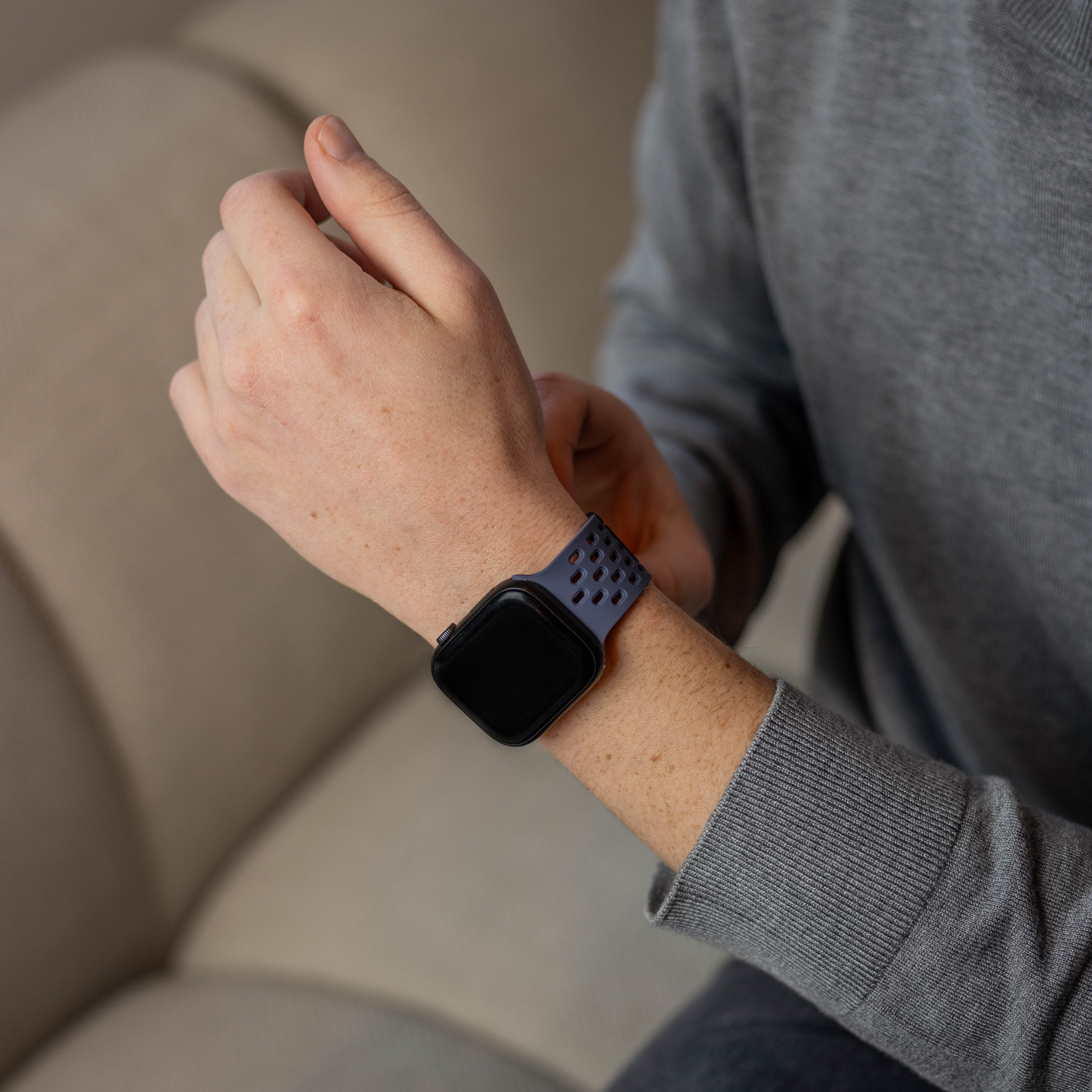 Bracelet silicone air avec P-buckle pour Apple Watch (grisbleu)