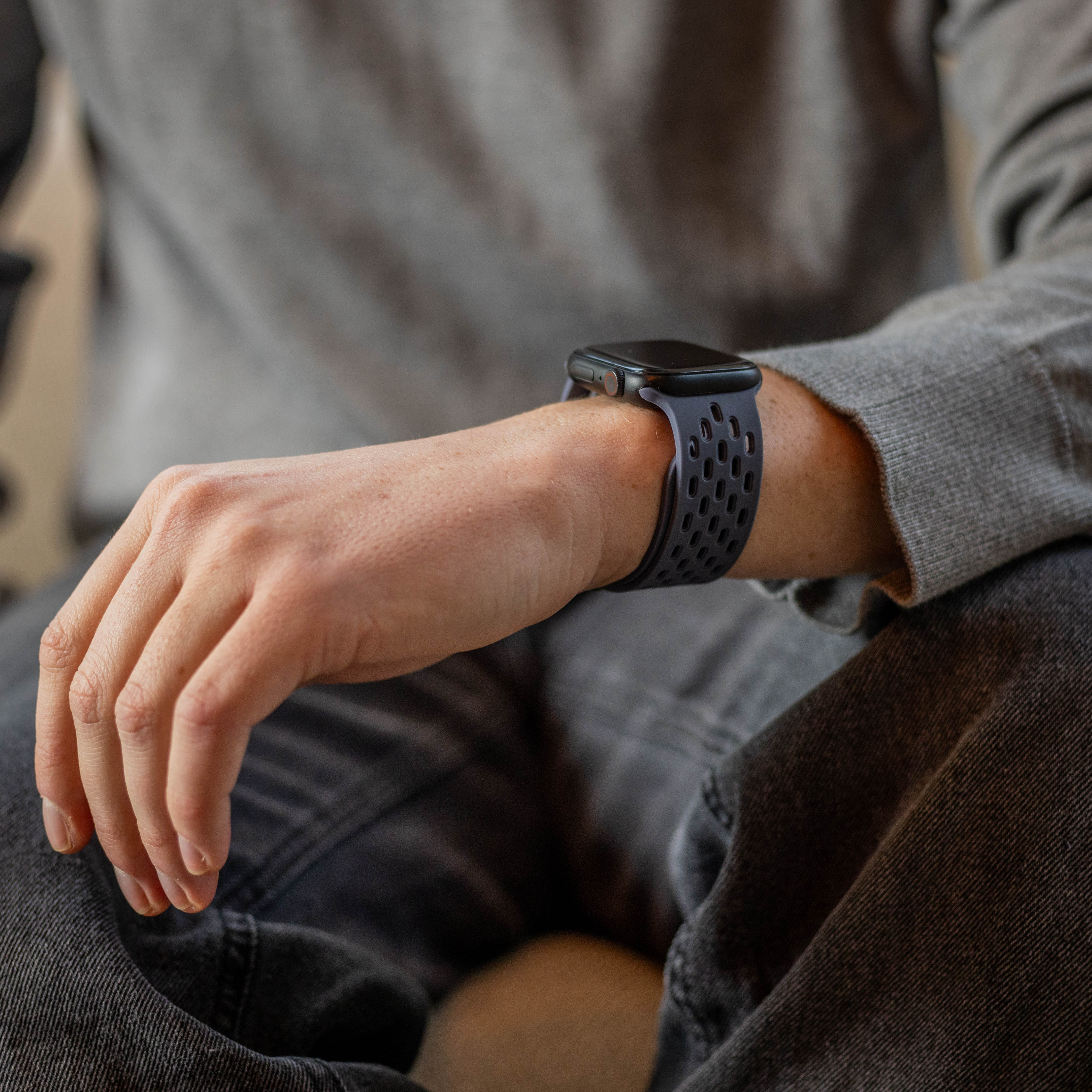 Bracelet silicone air avec P-buckle pour Apple Watch (grisbleu)