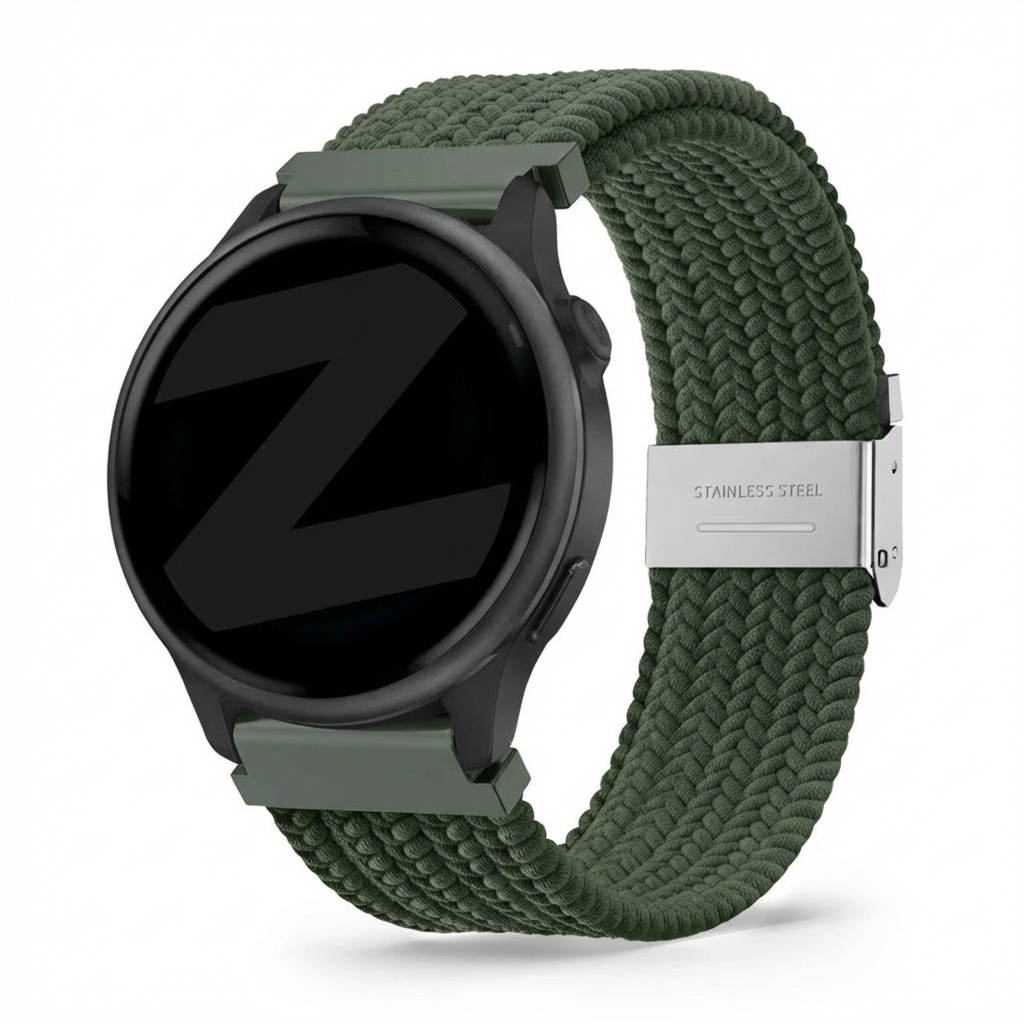 Bandz Bracelet nylon tressé Garmin Vivoactive 6 (vert olive)