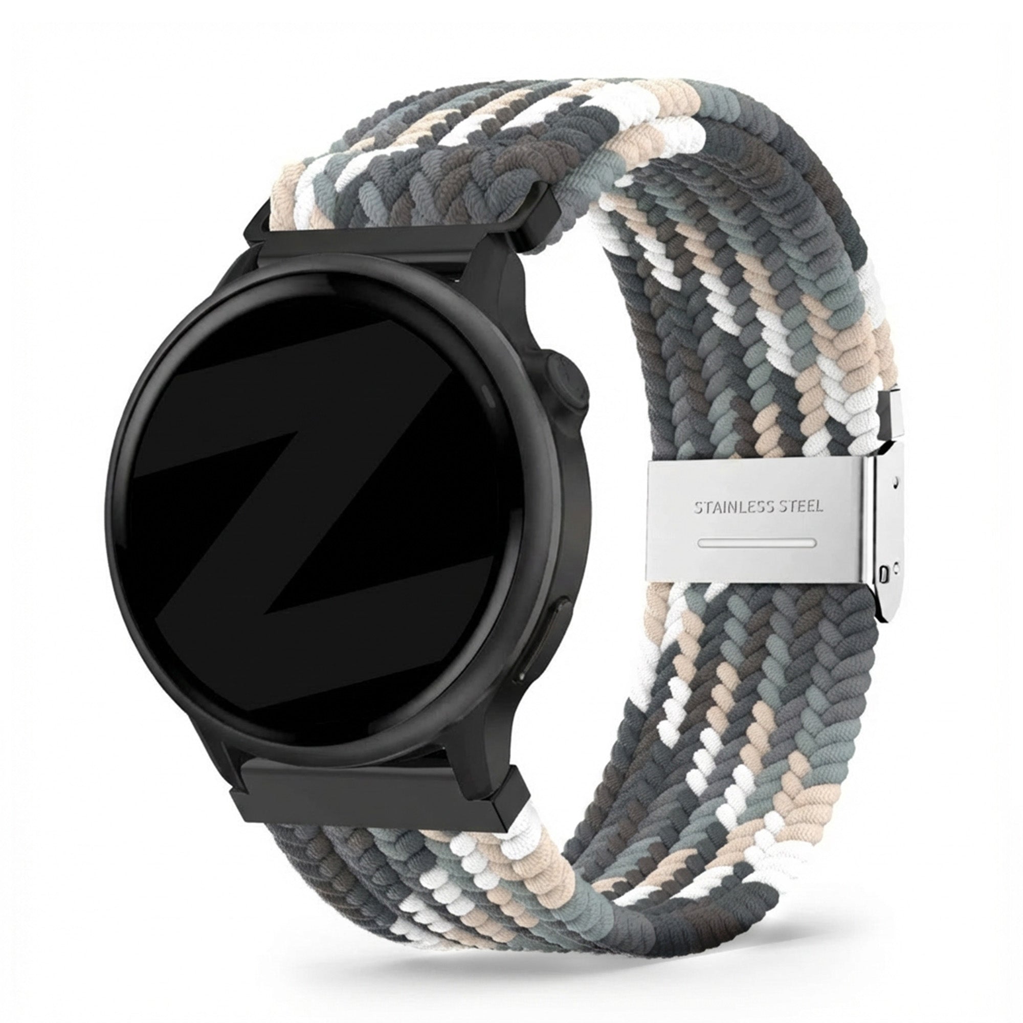 Bandz Bracelet nylon tressé Garmin Vivoactive 6 (mandala noir)