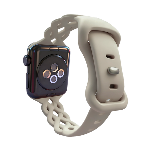 Bandz Apple Watch Silicone Strap 'Braided' (Light Beige)