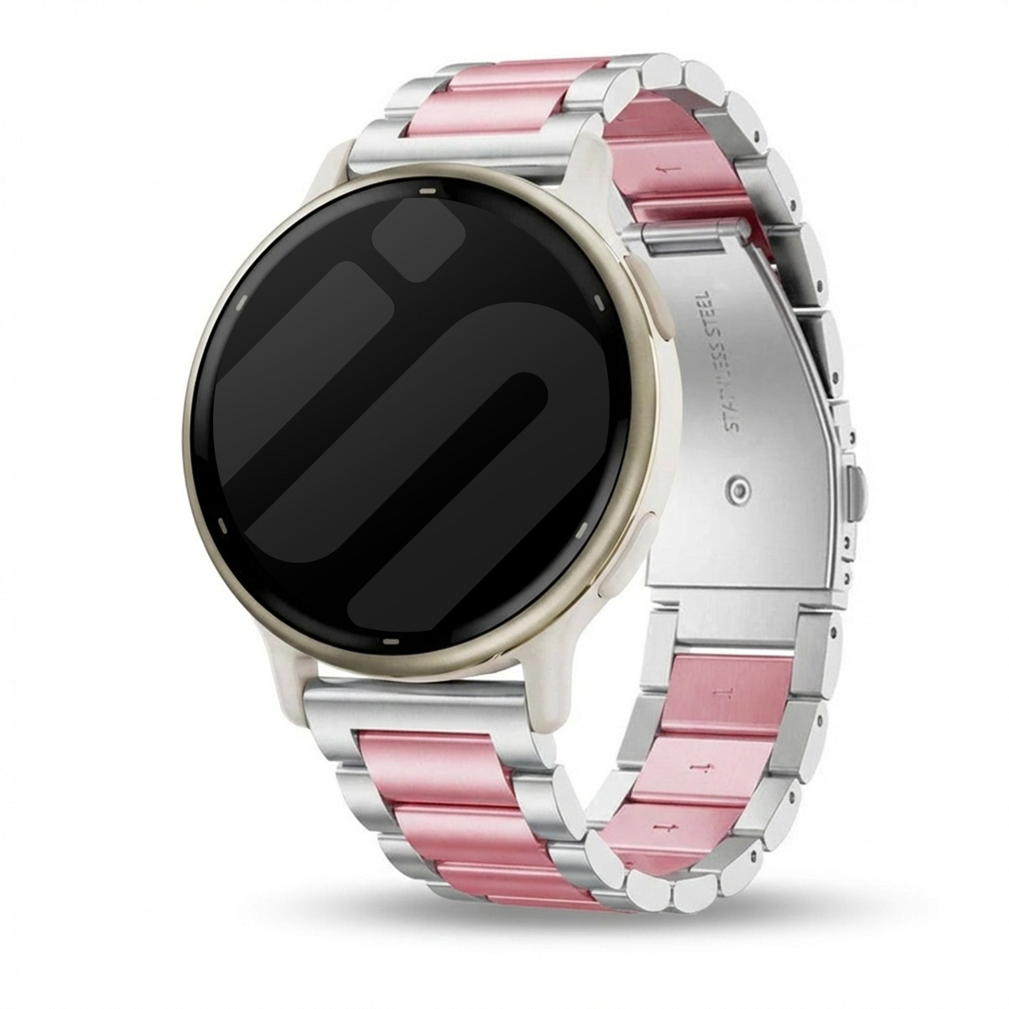 Bracelet acier Garmin Vivoactive 5 (argent/rose)