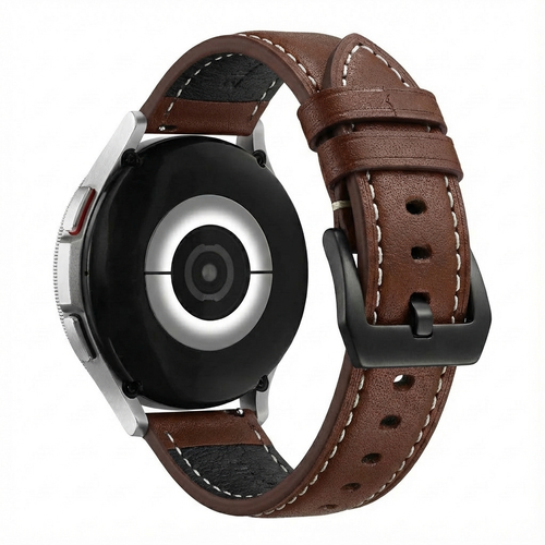 Universal 24mm Genuine Leather Strap (Coffee Brown)