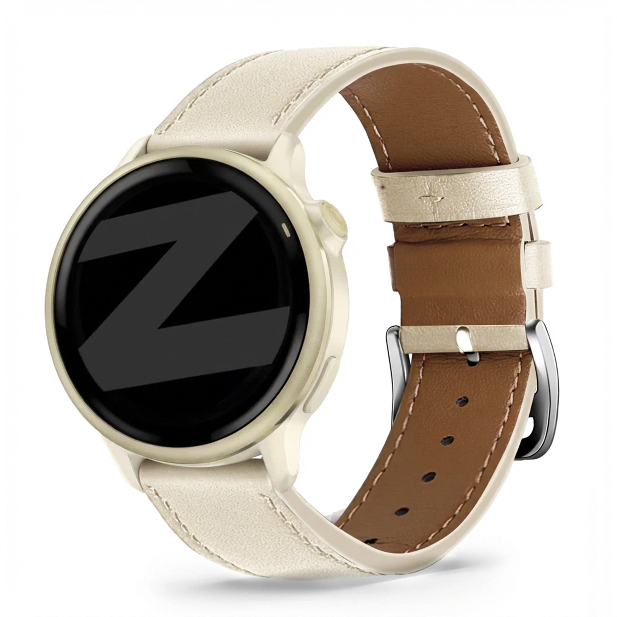 Bandz Bracelet cuir 'Deluxe' Garmin Vivoactive 6 (beige)
