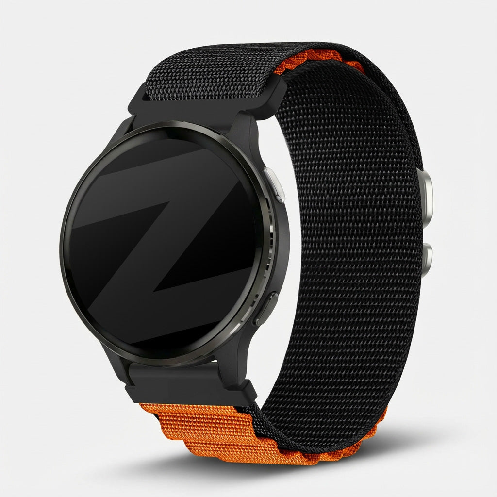 Bandz Bracelet nylon Alpine Garmin Vivoactive 5 (noir/orange)