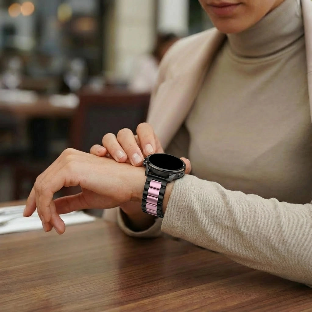 Bandz Bracelet acier 'Classic' Garmin Vivoactive 4s (noir/rose)