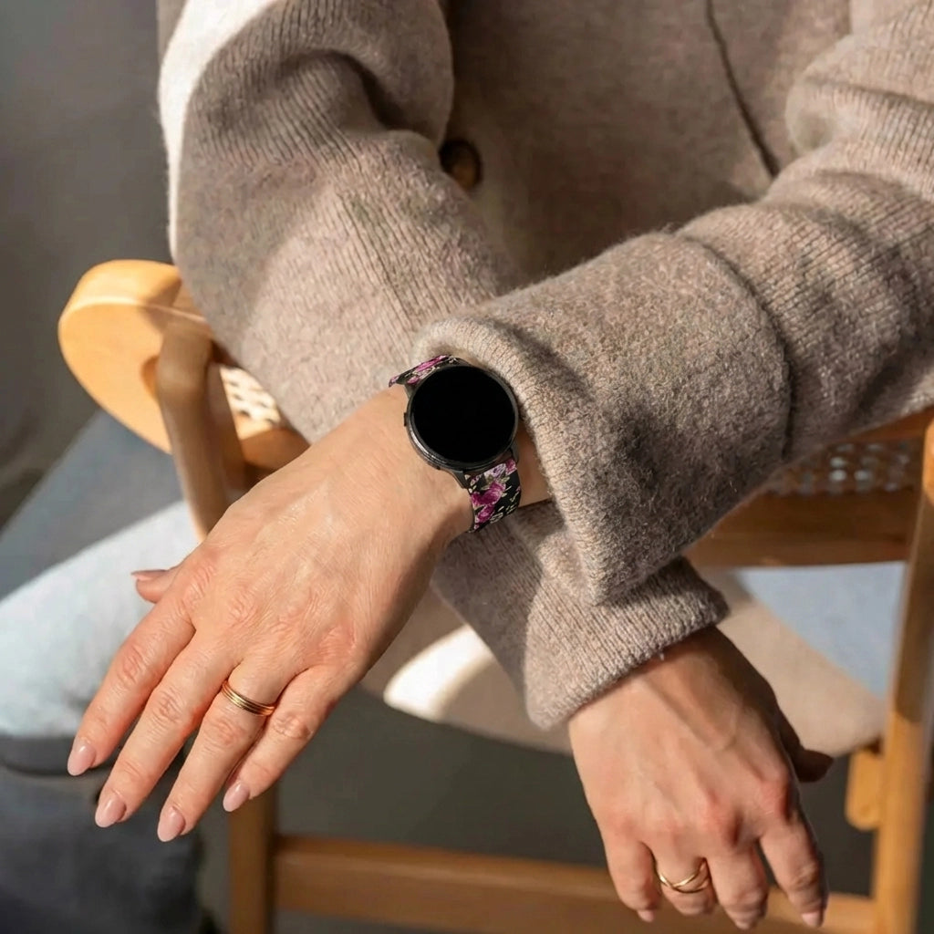 Bandz Garmin Vivoactive 6 Silicone Strap 'Pink Flower'