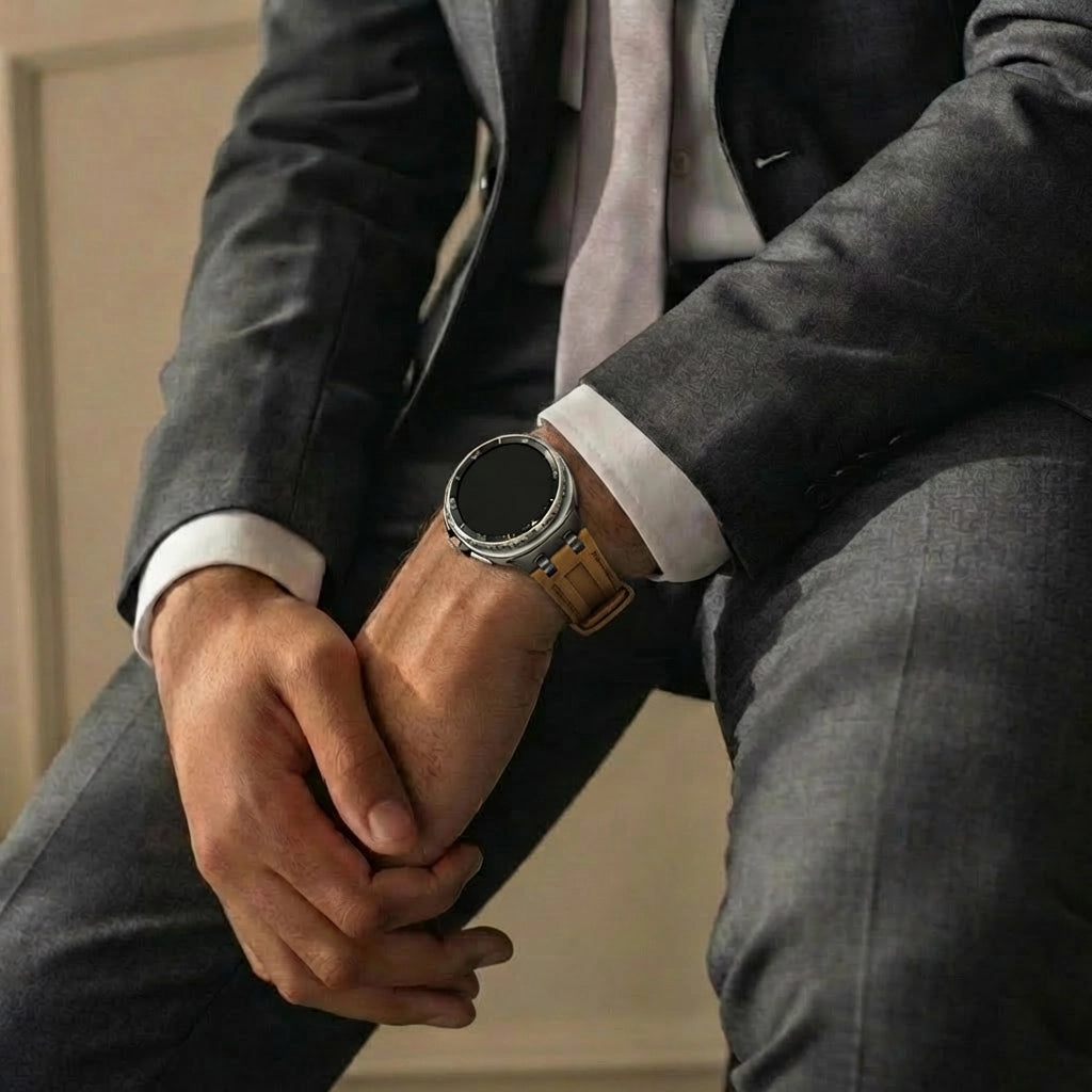 Bracelet cuir solide Samsung Galaxy Watch Ultra (marron)