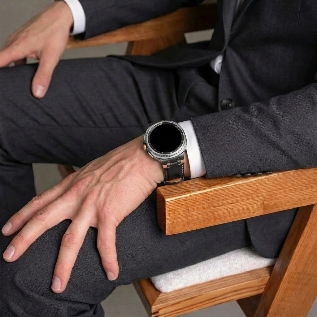 Bracelet cuir solide Samsung Galaxy Watch 8 - 40mm (noir)