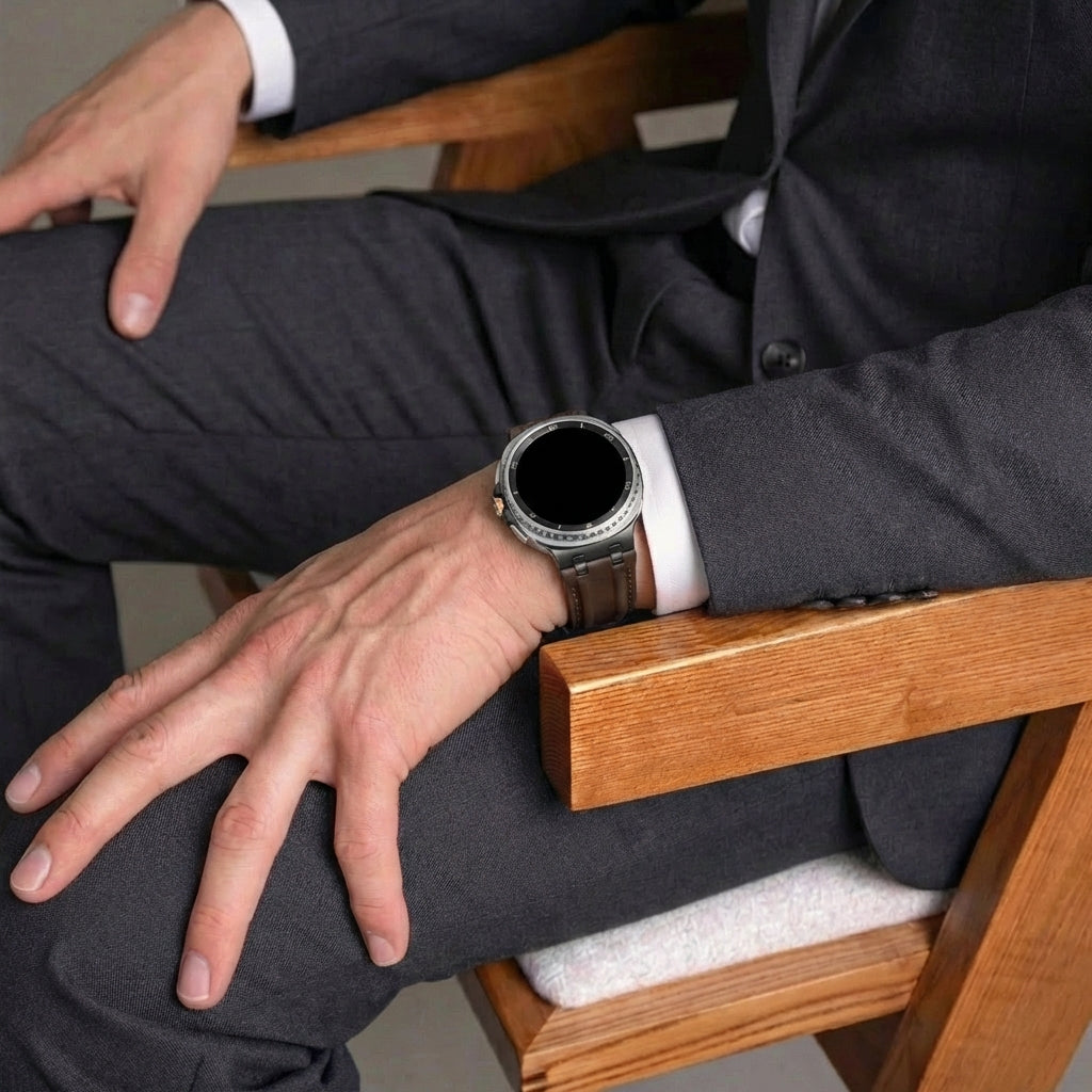 Bracelet cuir solide Samsung Galaxy Watch Ultra (marron café)