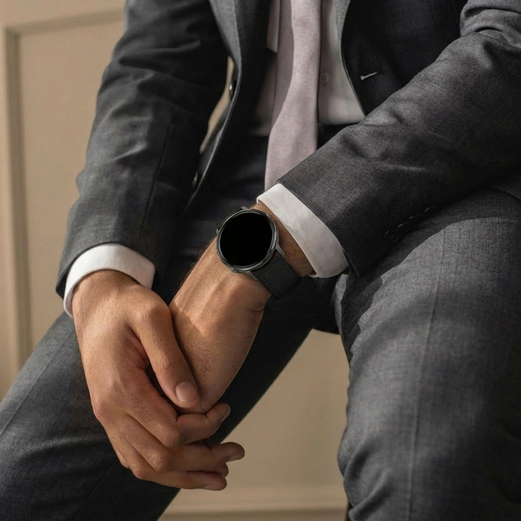 Bandz Bracelet cuir 'Híbrida' Garmin Vivoactive 6 (noir)