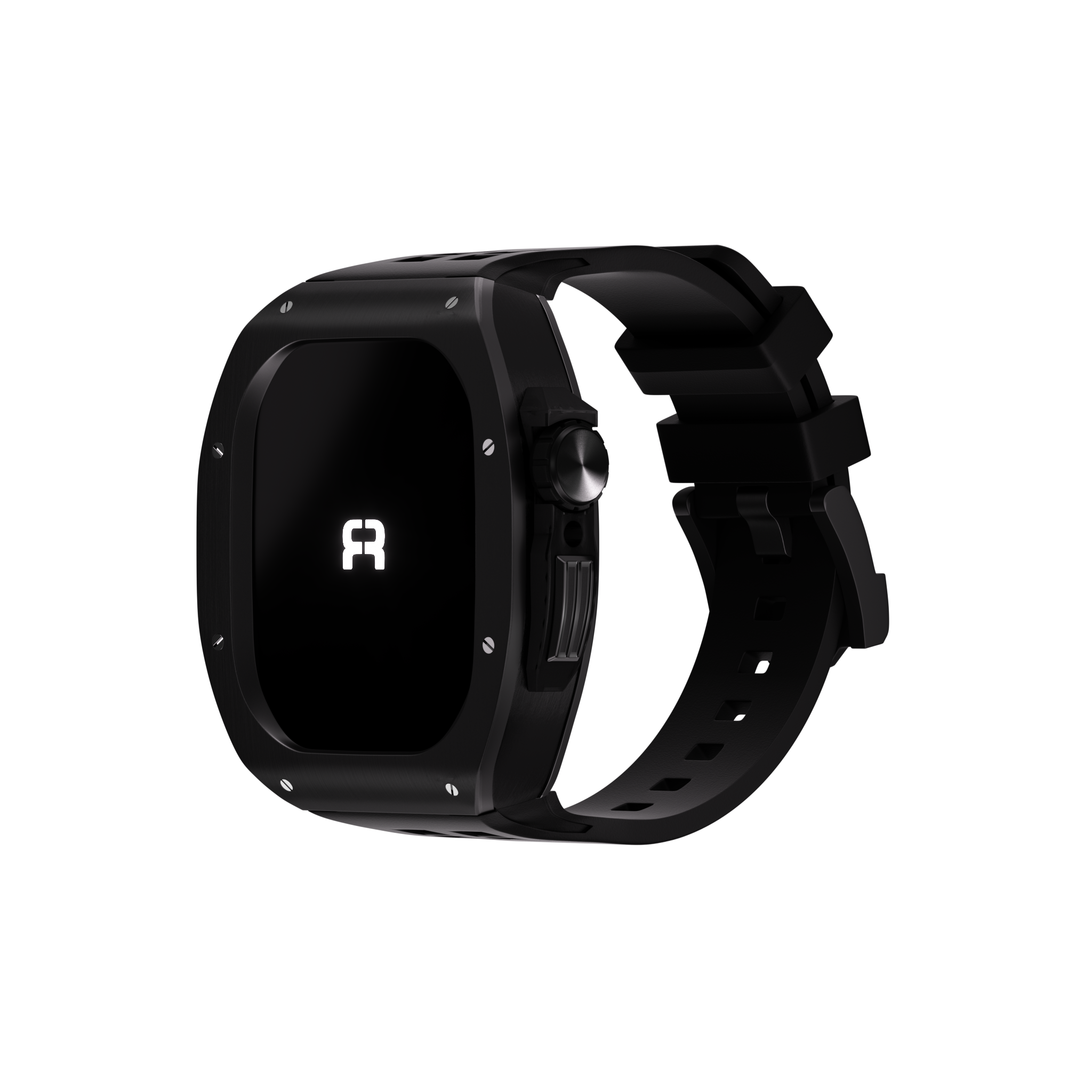 Reqior Boîtier en polymère et acier avec bracelet en caoutchouc Apple Watch 45mm (noir)