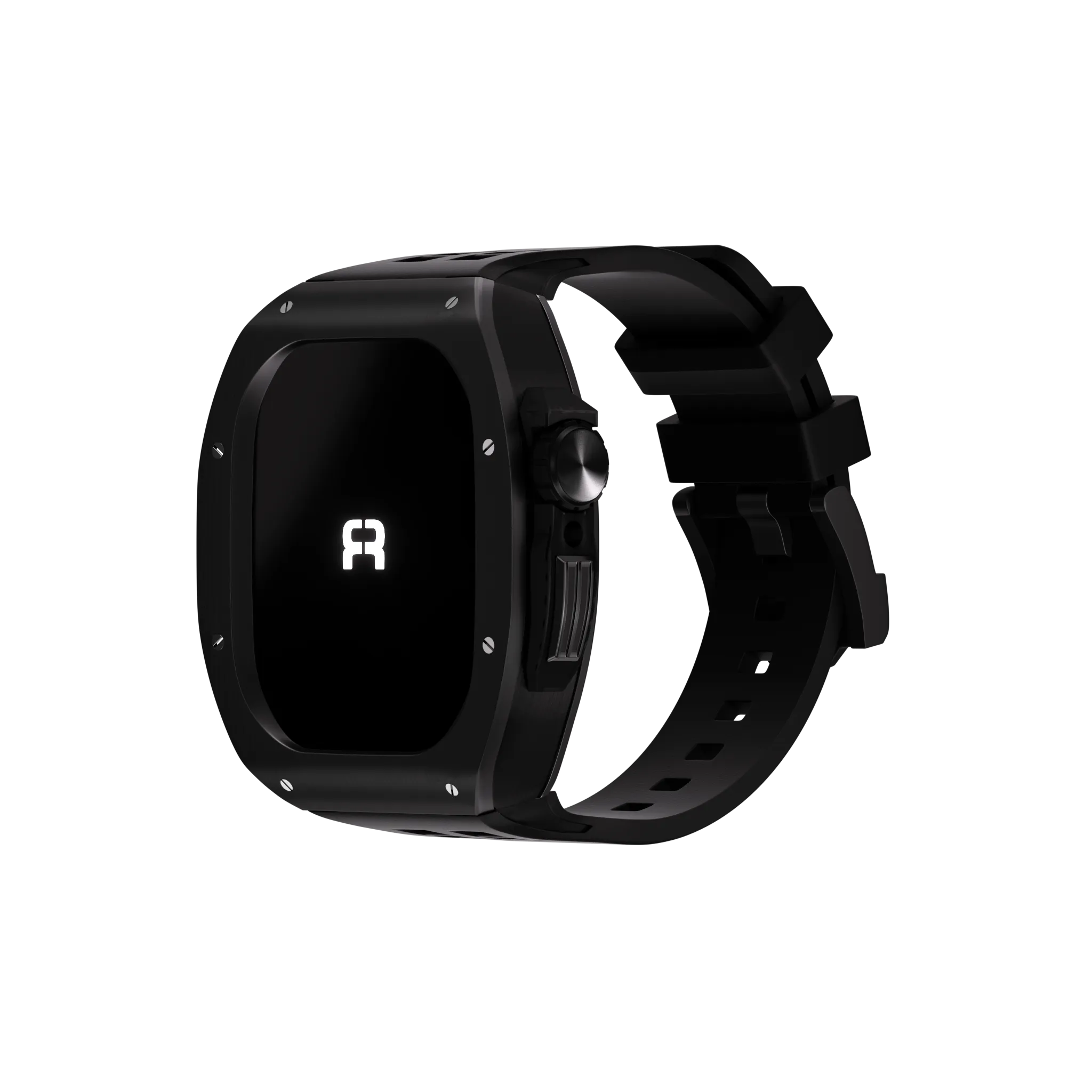 Reqior Boîtier en polymère et acier avec bracelet en caoutchouc Apple Watch 45mm (noir)