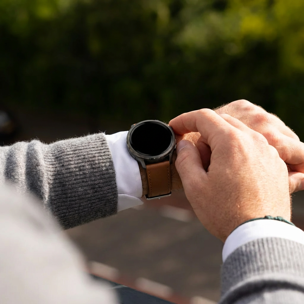 Bandz Bracelet cuir 'Deluxe' Garmin Forerunner 645 (marron)