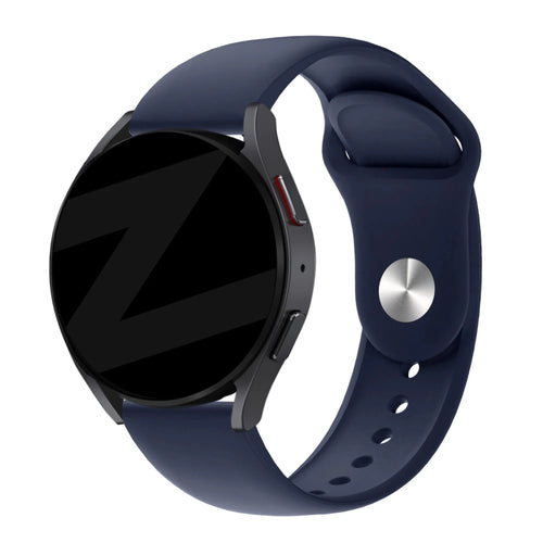 Silicone Sport Strap 'Deluxe', dark blue, on a watch, 3/4 front view