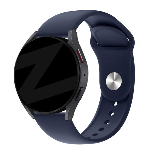 Silicone Sport Strap 'Deluxe', dark blue, on a watch, 3/4 front view
