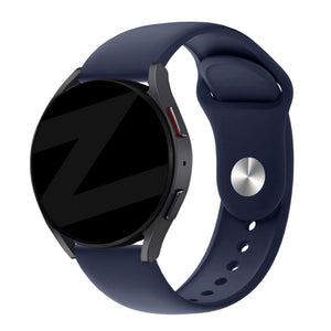 Silicone Sport Strap 'Deluxe', dark blue, on a watch, 3/4 front view