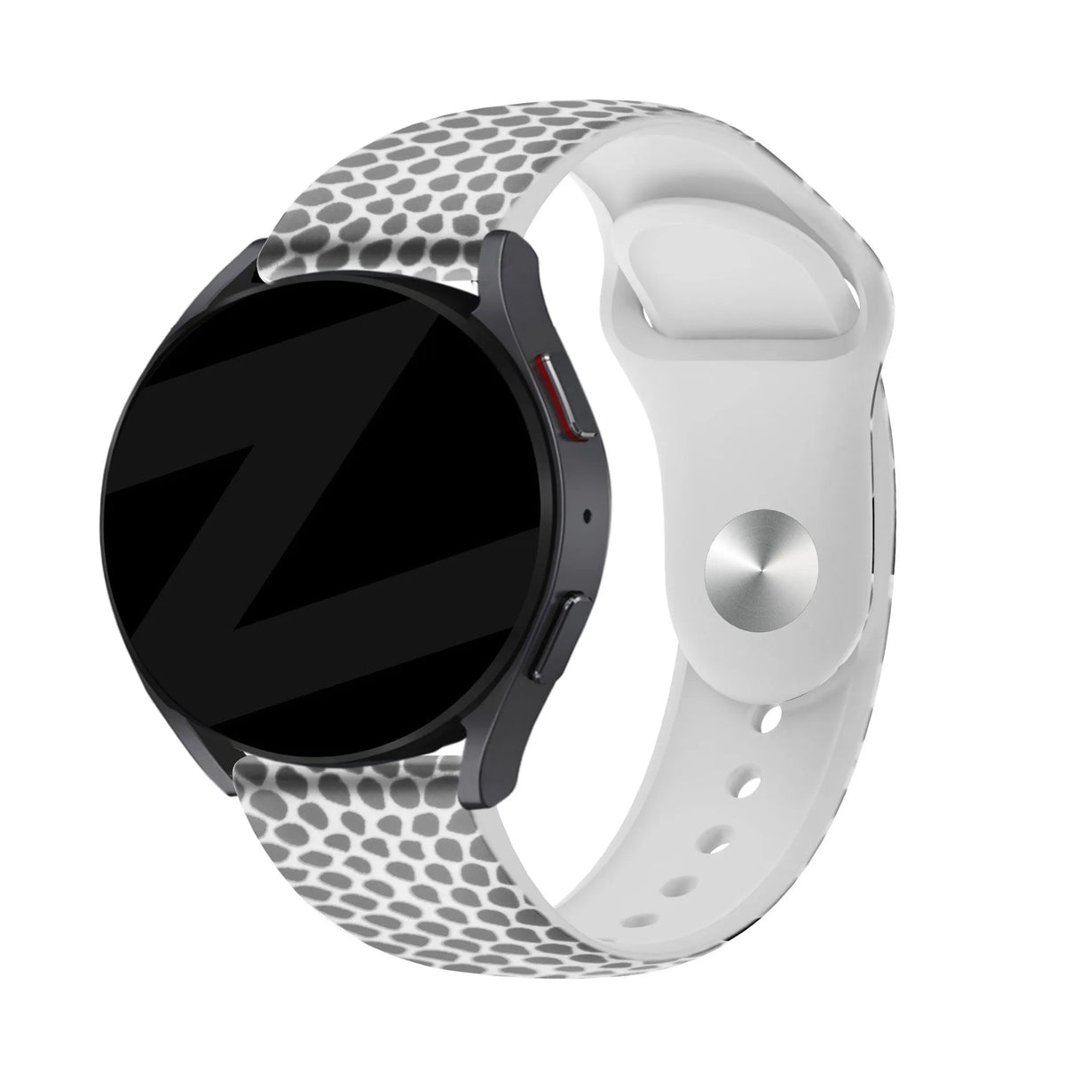 Silicone Patterned Strap, on a watch, 3/4 front view