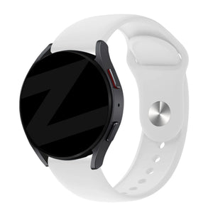 Silicone Sport Strap 'Deluxe', white, on a watch, 3/4 front view