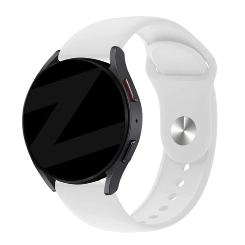 Silicone Sport Strap 'Deluxe', white, on a watch, 3/4 front view