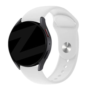 Silicone Sport Strap 'Deluxe', white, on a watch, 3/4 front view