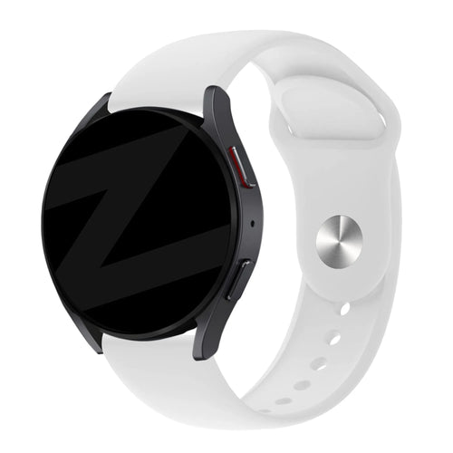 Silicone Sport Strap 'Deluxe', white, on a watch, 3/4 front view
