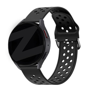 Silicone Sport Strap 'Air', black, on a watch, 3/4 front view