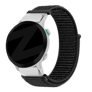 Nylon Loop Strap, black, on a watch, 3/4 front view