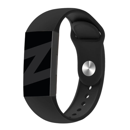 Silicone Sport Strap 'Deluxe', black, on a watch, 3/4 front view